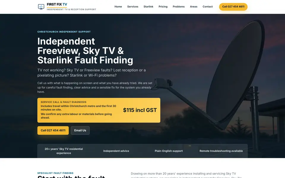 First Fix TV homepage